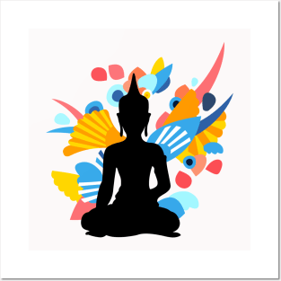 Black Budda with Colorful Energy Posters and Art